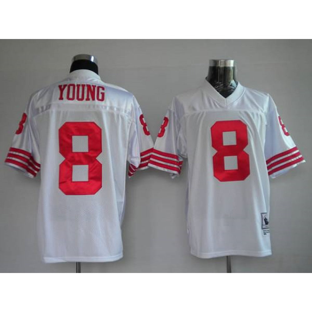 Mitchell and Ness 49ers #8 Steve Young Stitched White NFL Jersey 