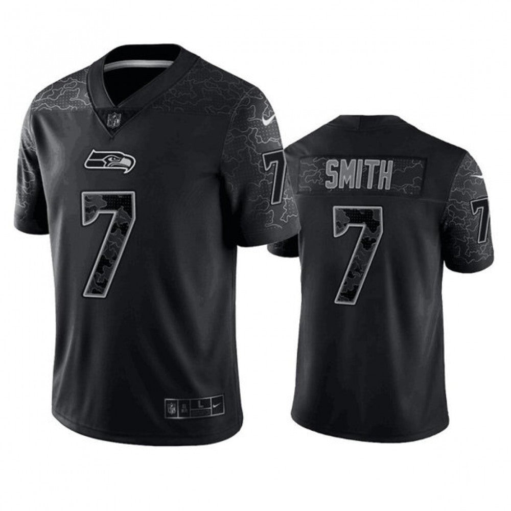 Men's Seattle Seahawks #7 Geno Smith Black Reflective Stitched Jersey 
