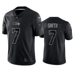 Men's Seattle Seahawks #7 Geno Smith Black Reflective Stitched Jersey 