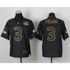 Seahawks #3 Russell Wilson Black Gold No. Fashion Men's Stitched NFL Elite Jersey 