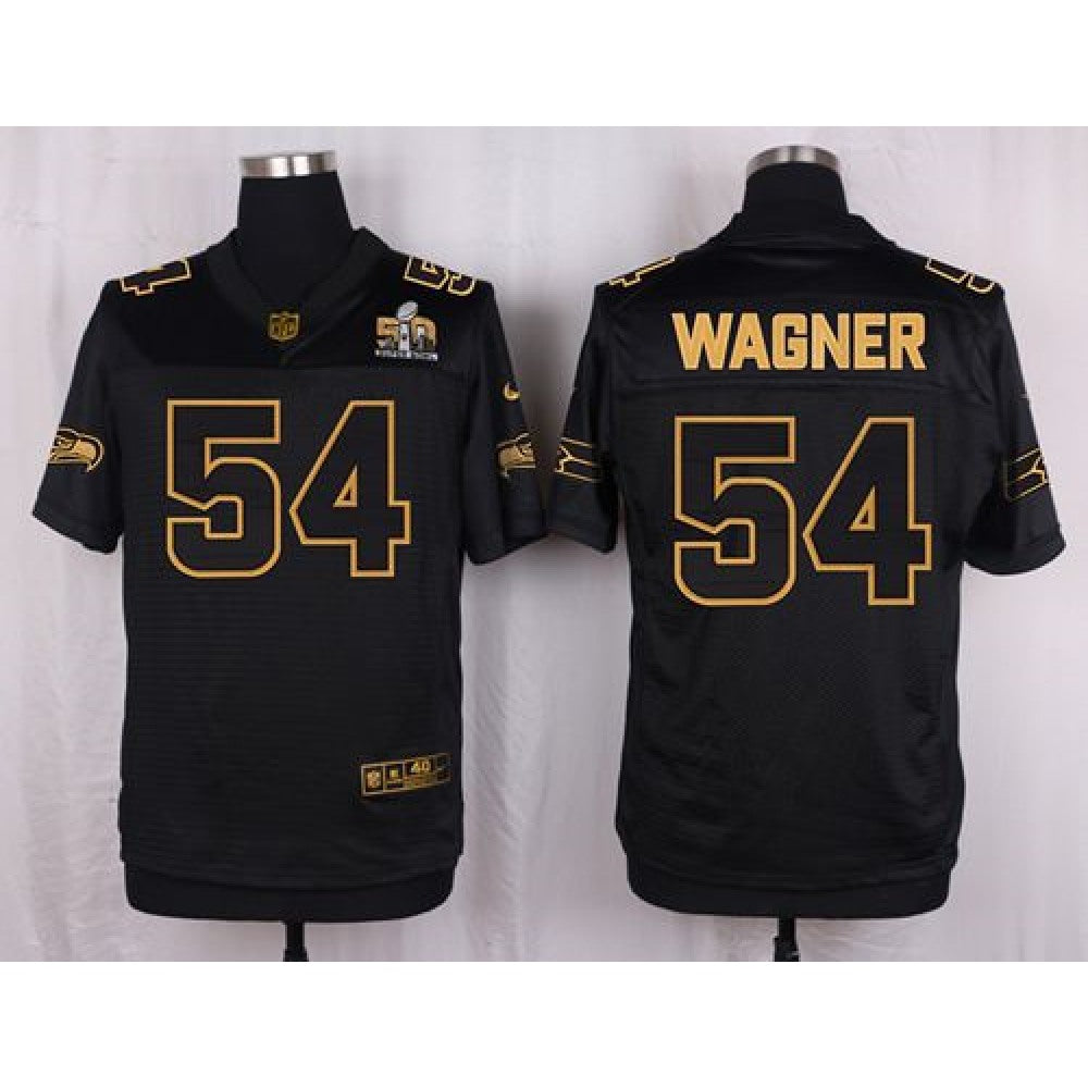 Seahawks #54 Bobby Wagner Black Men's Stitched NFL Elite Pro Line Gold Collection Jersey 