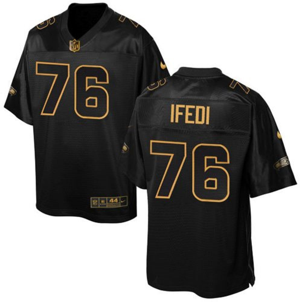 Seahawks #76 Germain Ifedi Black Men's Stitched NFL Elite Pro Line Gold Collection Jersey 
