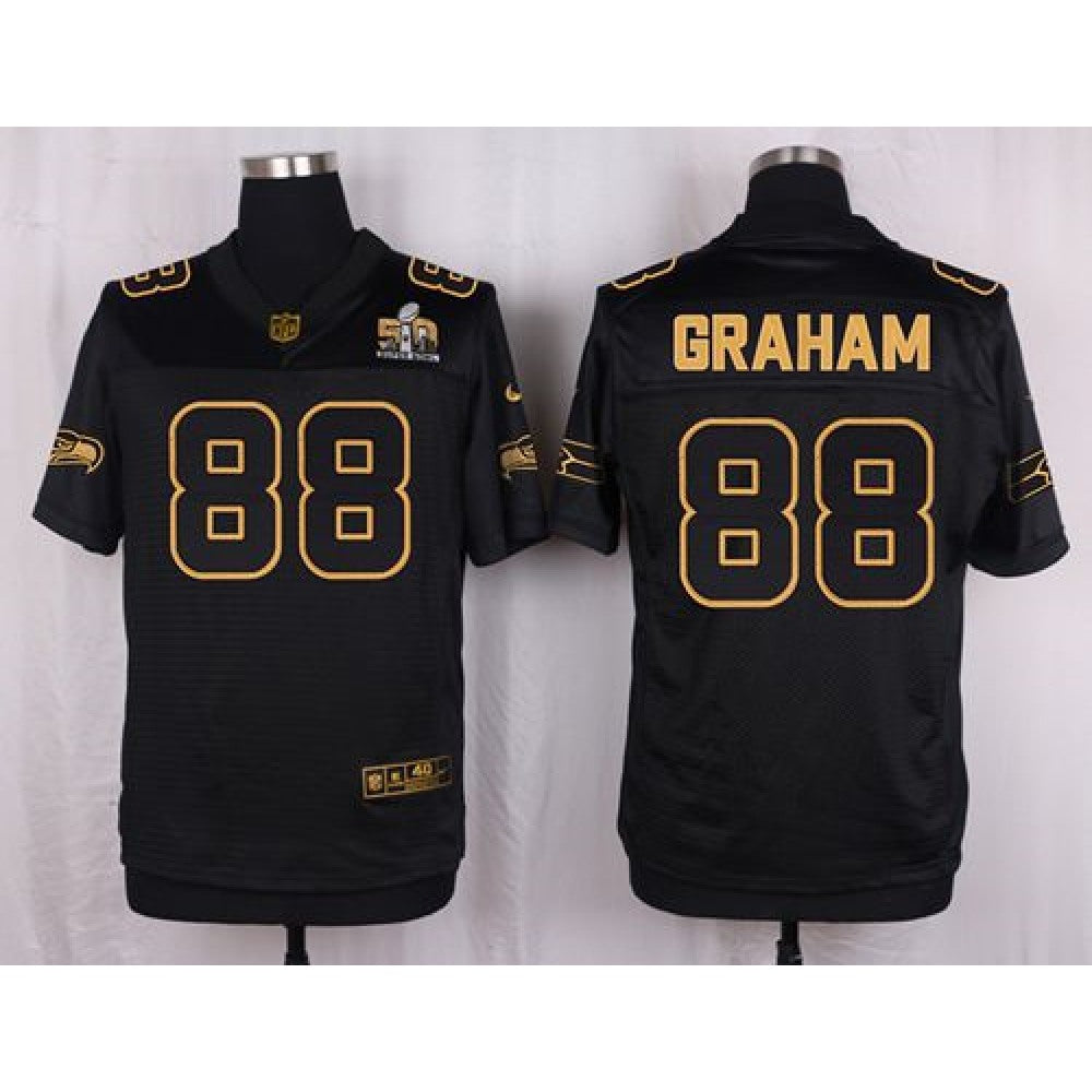 Seahawks #88 Jimmy Graham Black Men's Stitched NFL Elite Pro Line Gold Collection Jersey 