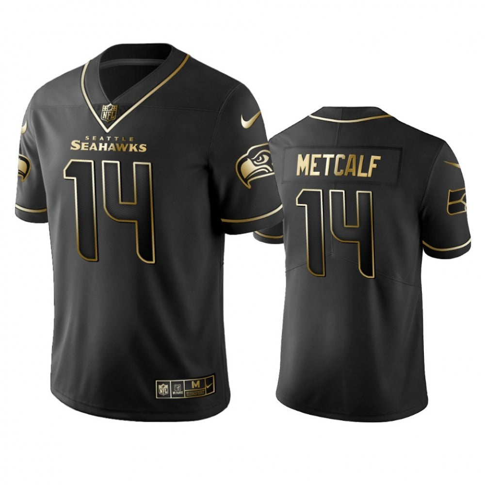 Men's Seattle Seahawks #14 DK Metcalf Black 2019 Golden Edition Limited Stitched NFL Jersey 