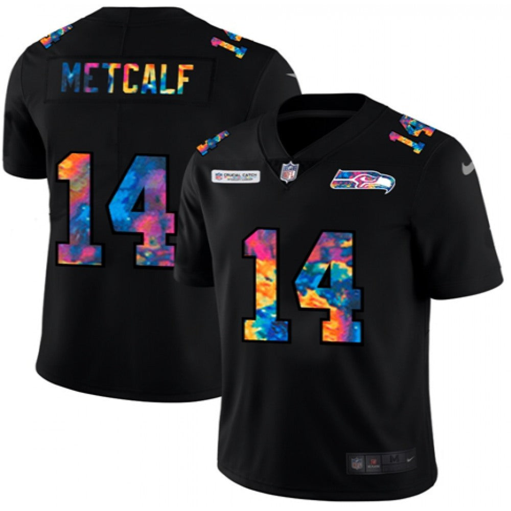 Men's Seattle Seahawks #14 D.K. Metcalf 2020 Black Crucial Catch Limited Stitched Jersey 