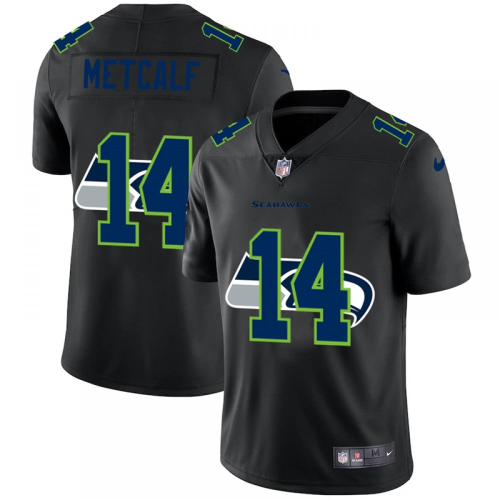 Men's Seattle Seahawks #14 D.K. Metcalf 2020 Black Shadow Logo Limited Stitched Jersey 