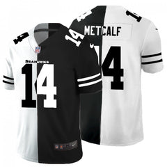 Men's Seattle Seahawks #14 D.K. Metcalf Black & White Split Limited Stitched Jersey 