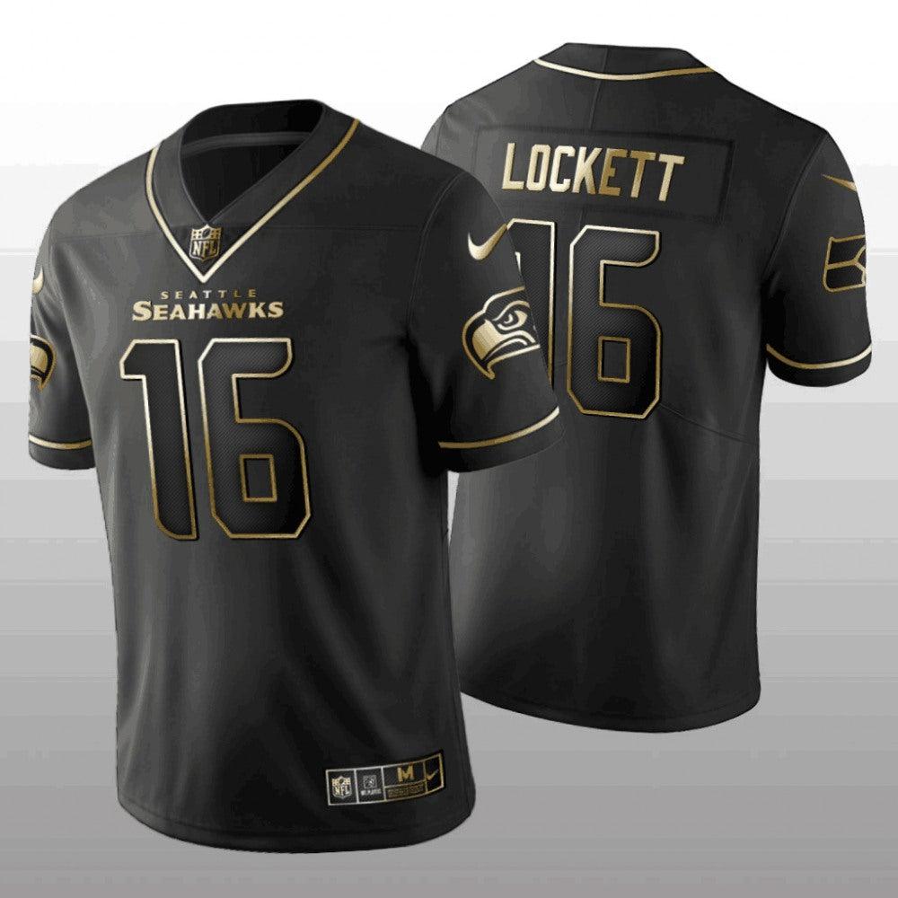 Men's Seattle Seahawks #16 Tyler Lockett Black 2019 Golden Edition Limited Stitched NFL Jersey 