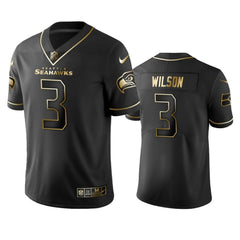 Men's Seattle Seahawks #3 Russell Wilson Black 2019 Golden Edition Limited Stitched NFL Jersey 