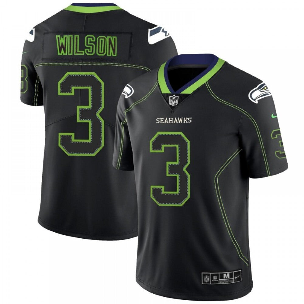 Men's Seattle Seahawks #3 Russell Wilson Black 2018 Lights Out Color Rush NFL Limited Stitched Jersey 