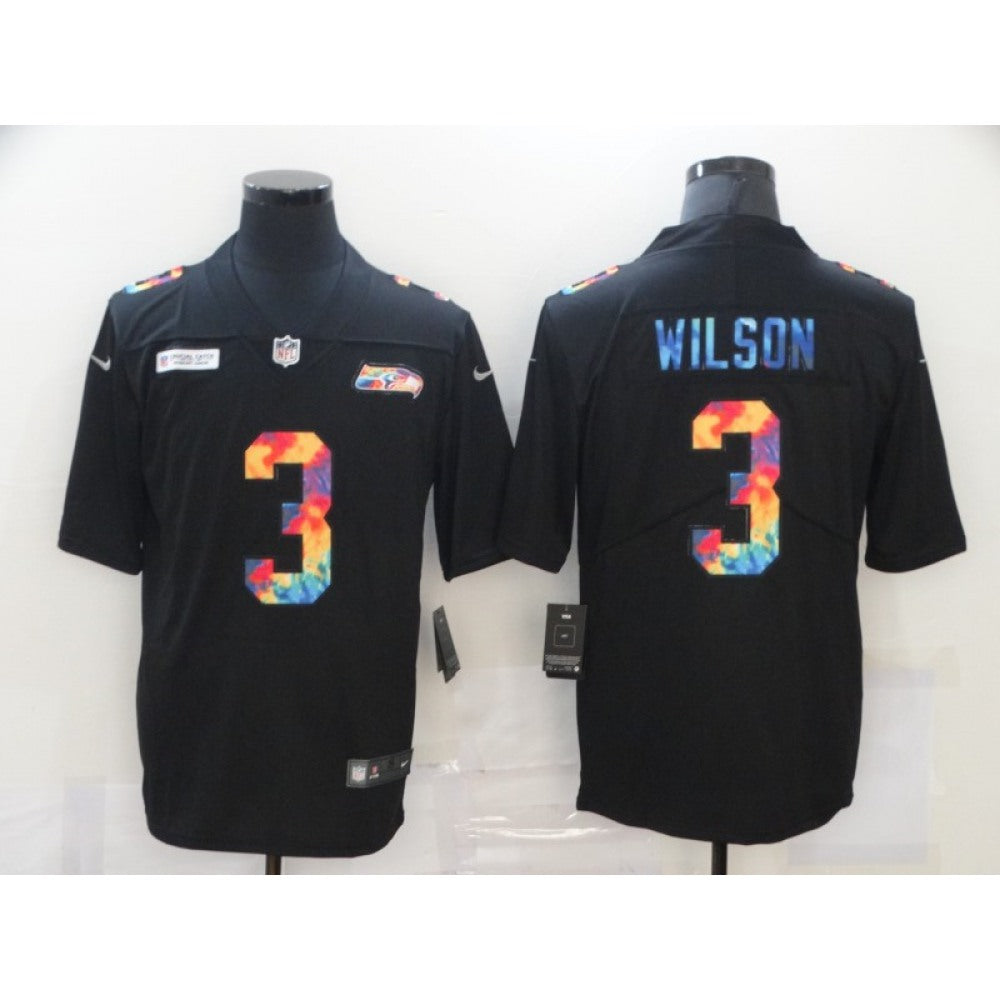 Men's Seattle Seahawks #3 Russell Wilson 2020 Black Crucial Catch Limited Stitched Jersey 