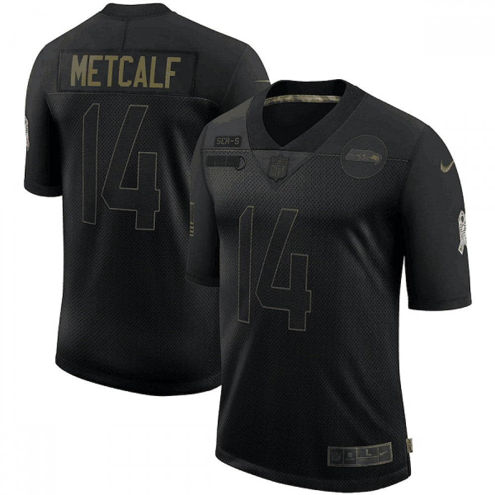 Men's Seattle Seahawks #14 D.K. Metcalf 2020 Black Salute To Service Limited Stitched Jersey 