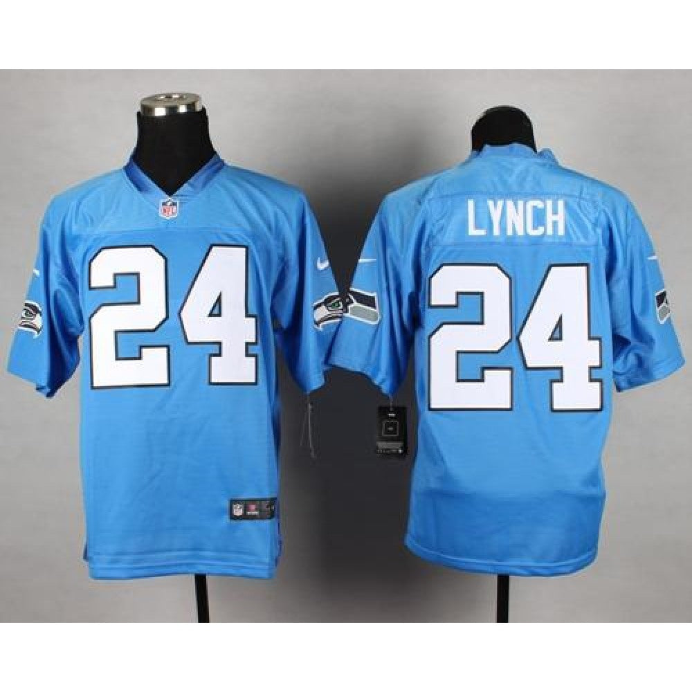 Seahawks #24 Marshawn Lynch Light Blue Men's Stitched NFL Elite Jersey 