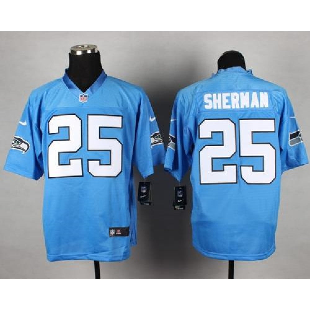 Seahawks #25 Richard Sherman Light Blue Men's Stitched NFL Elite Jersey 
