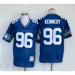 Men's Seattle Seahawks #96 Cortez Kennedy Blue Throwback Stitched Football Jersey 