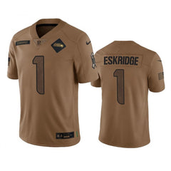 Men's Seattle Seahawks #1 Dee Eskridge 2023 Brown Salute To Service Limited Stitched Football Jersey 