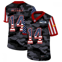 Men's Seattle Seahawks #14 D.K. Metcalf 2020 Camo USA Flag Limited Stitched Jersey 