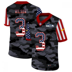 Men's Seattle Seahawks #3 Russell Wilson 2020 Camo USA Flag Limited Stitched Jersey 