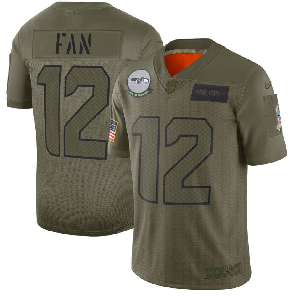 Men's Seattle Seahawks #12 Fan 2019 Camo Salute To Service Limited Stitched NFL Jersey 