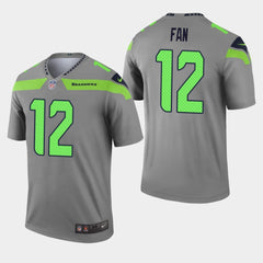 Men's Seattle Seahawks #12 Fan Gray Inverted Legend Jersey 