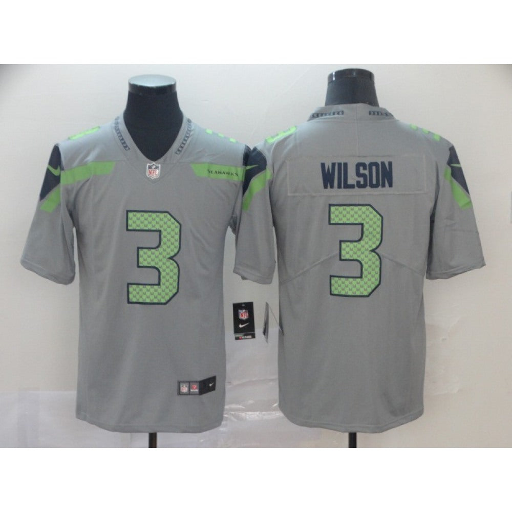 Men's Seattle Seahawks #3 Russell Wilson Gray Inverted Legend Stitched NFL Jersey 