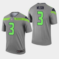 Men's Seattle Seahawks #3 Russell Wilson Gray Inverted Legend Jersey 