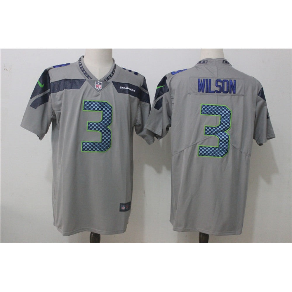 Men's Seattle Seahawks #3 Russell Wilson Gray Stitched NFL Vapor Untouchable Limited Jersey 