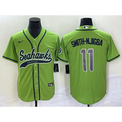 Men's Seattle Seahawks #11 Jaxon Smith-Njigba Green With Patch Cool Base Stitched Baseball Jersey 