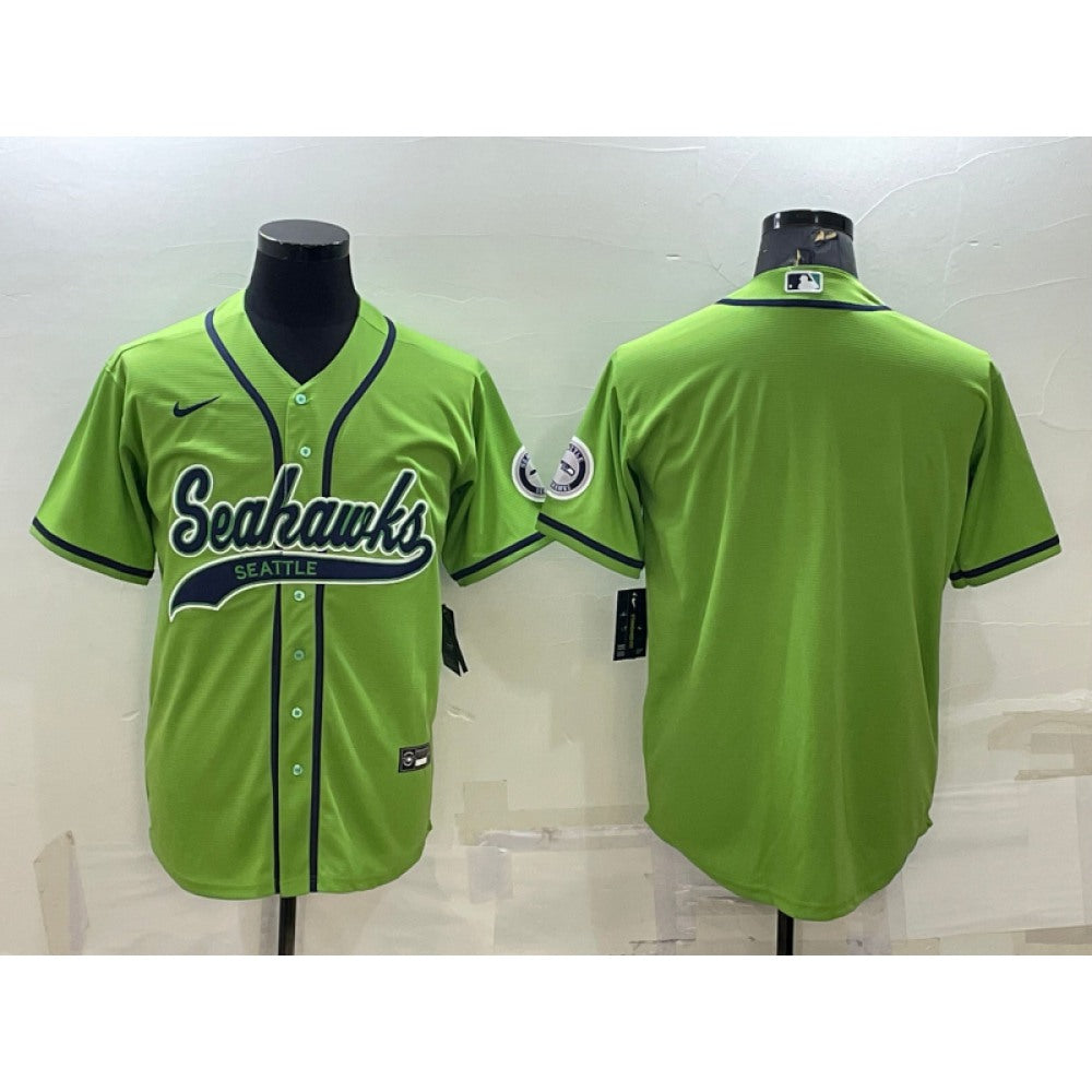 Men's Seattle Seahawks Blank Green With Patch Cool Base Stitched Baseball Jersey 
