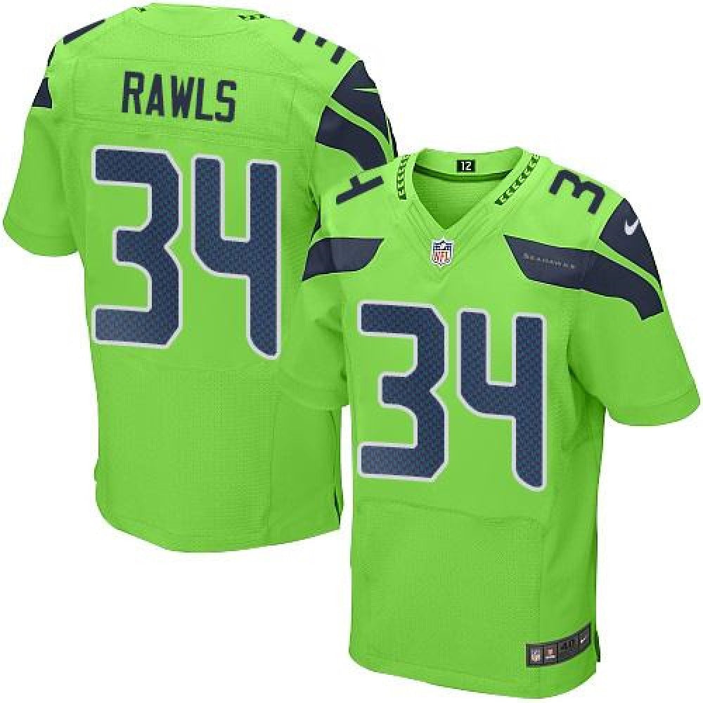 Seahawks #34 Thomas Rawls Green Men's Stitched NFL Elite Rush Jersey 