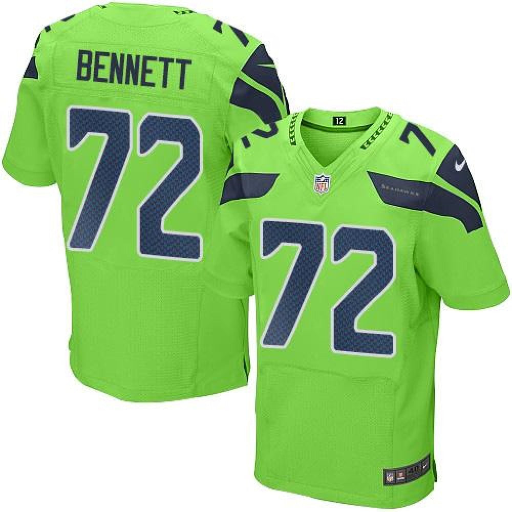 Seahawks #72 Michael Bennett Green Men's Stitched NFL Elite Rush Jersey 