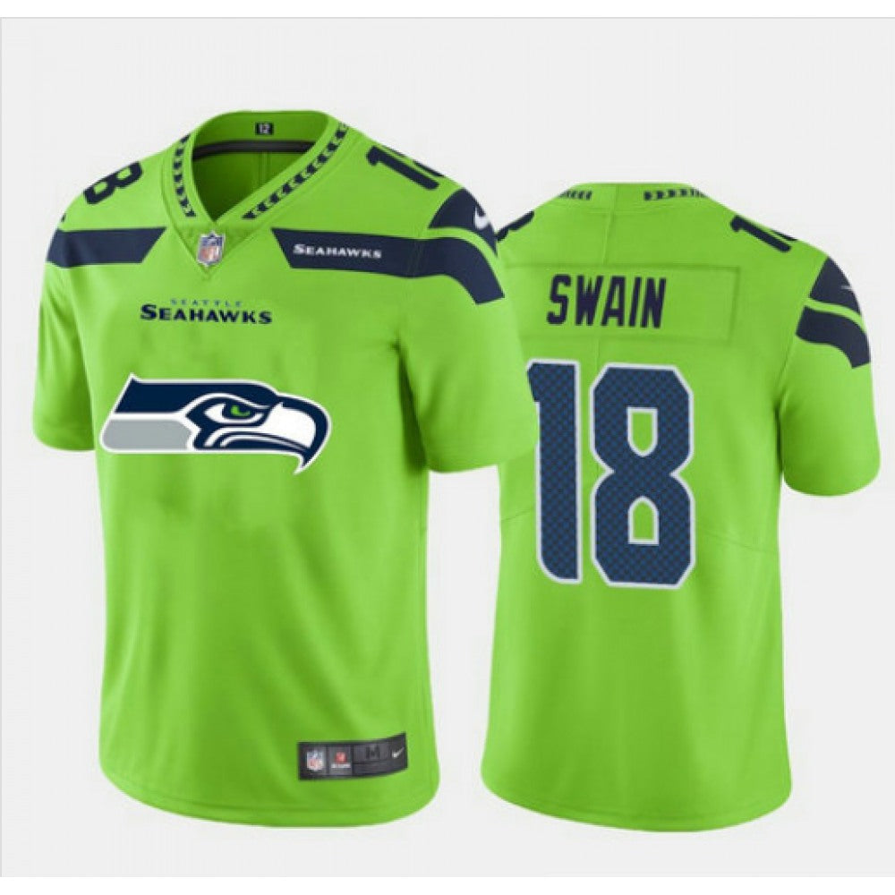 Men's Seattle Seahawks #18 Freddie Swain Green 2020 Team Big Logo Limited Stitched Jersey 
