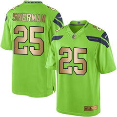 Seahawks #25 Richard Sherman Green Men's Stitched NFL Limited Gold Rush Jersey 