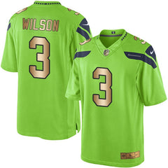 Seahawks #3 Russell Wilson Green Men's Stitched NFL Limited Gold Rush Jersey 