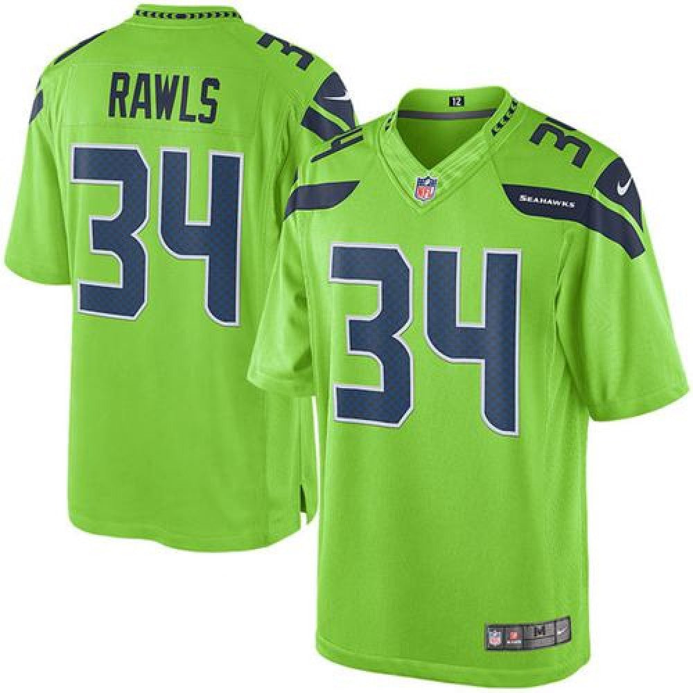 Seahawks #34 Thomas Rawls Green Men's Stitched NFL Limited Rush Jersey 