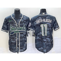 Men's Seattle Seahawks #11 Jaxon Smith-Njigba Grey With Patch Cool Base Stitched Baseball Jersey 