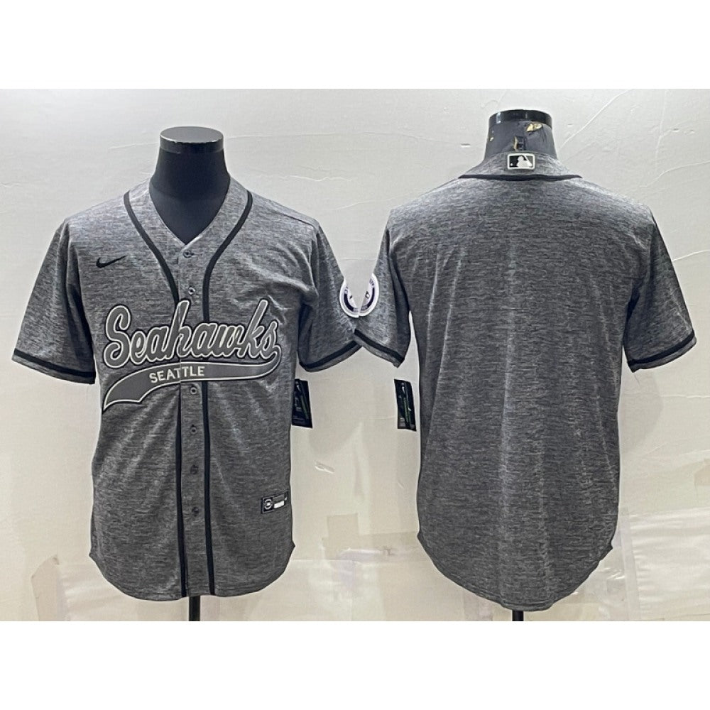 Men's Seattle Seahawks Blank Grey With Patch Cool Base Stitched Baseball Jersey 