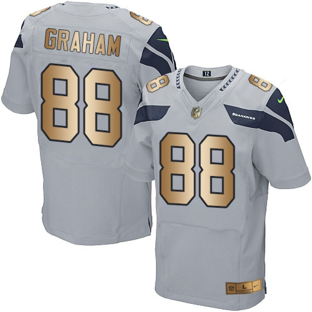 Seahawks #88 Jimmy Graham Grey Alternate Men's Stitched NFL Elite Gold Jersey 