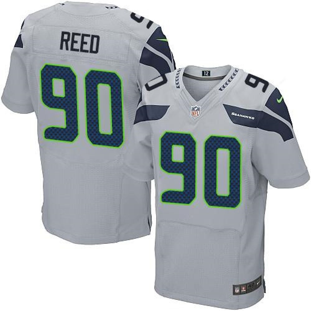 Seahawks #90 Jarran Reed Grey Alternate Men's Stitched NFL Elite Jersey 