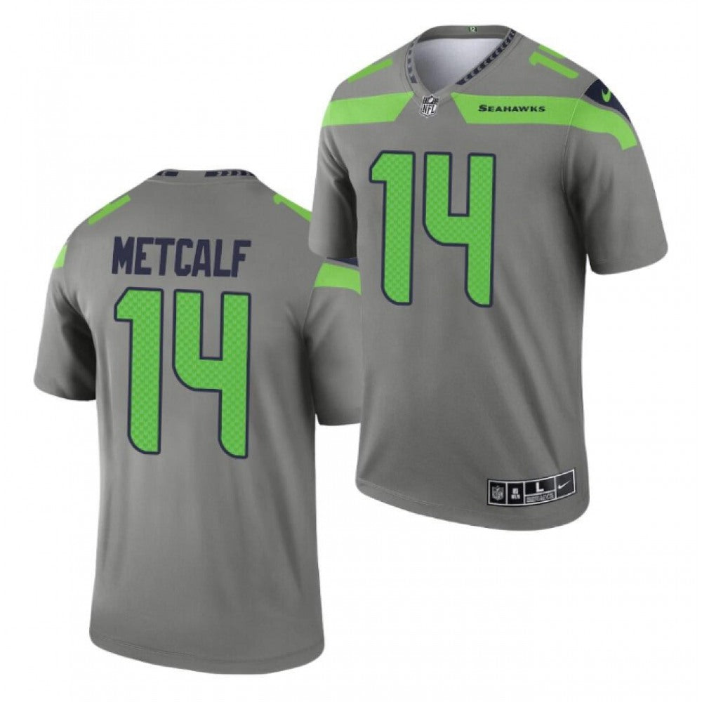 Men's Seattle Seahawks #14 D.K. Metcalf Grey Inverted Legend Stitched Jersey 