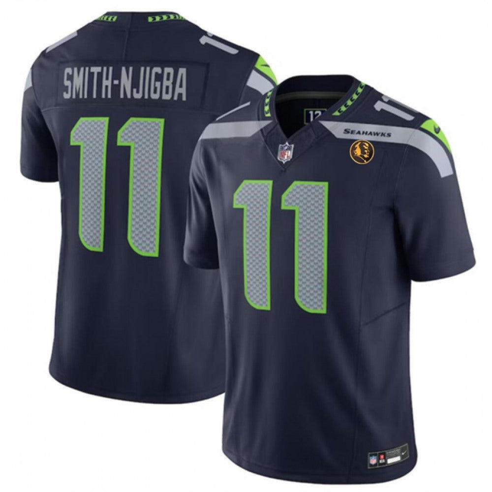 Men's Seattle Seahawks #11 Jaxon Smith-Njigba Navy 2023 F.U.S.E. With John Madden Patch Vapor Limited Stitched Football Jersey 