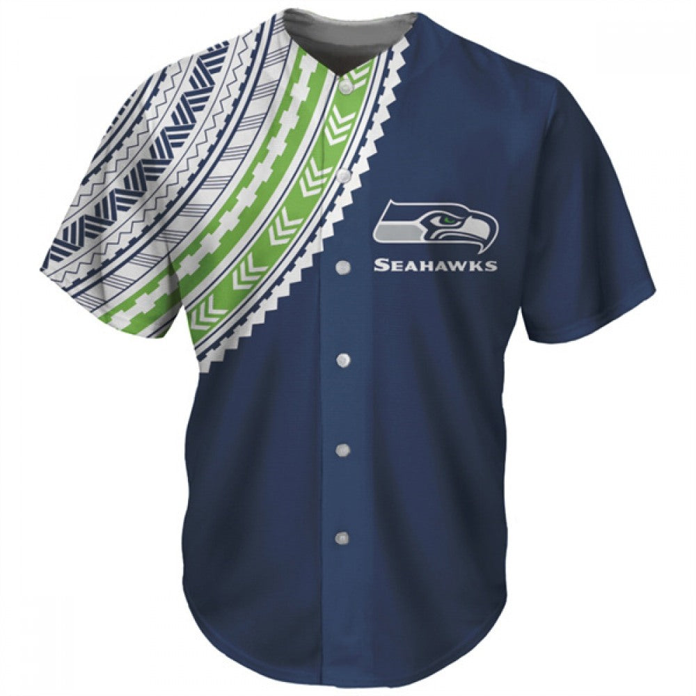 Men's Seattle Seahawks Navy Baseball Jersey 
