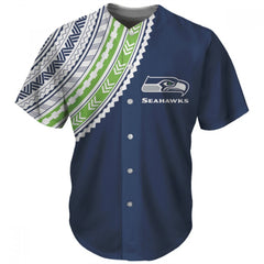Men's Seattle Seahawks Navy Baseball Jersey 