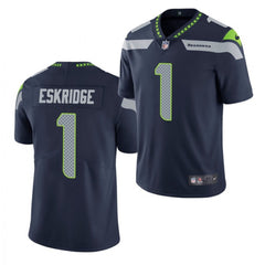Men's Seattle Seahawks #1 D'Wayne Eskridge Navy Vapor Untouchable Limited Stitched Jersey 