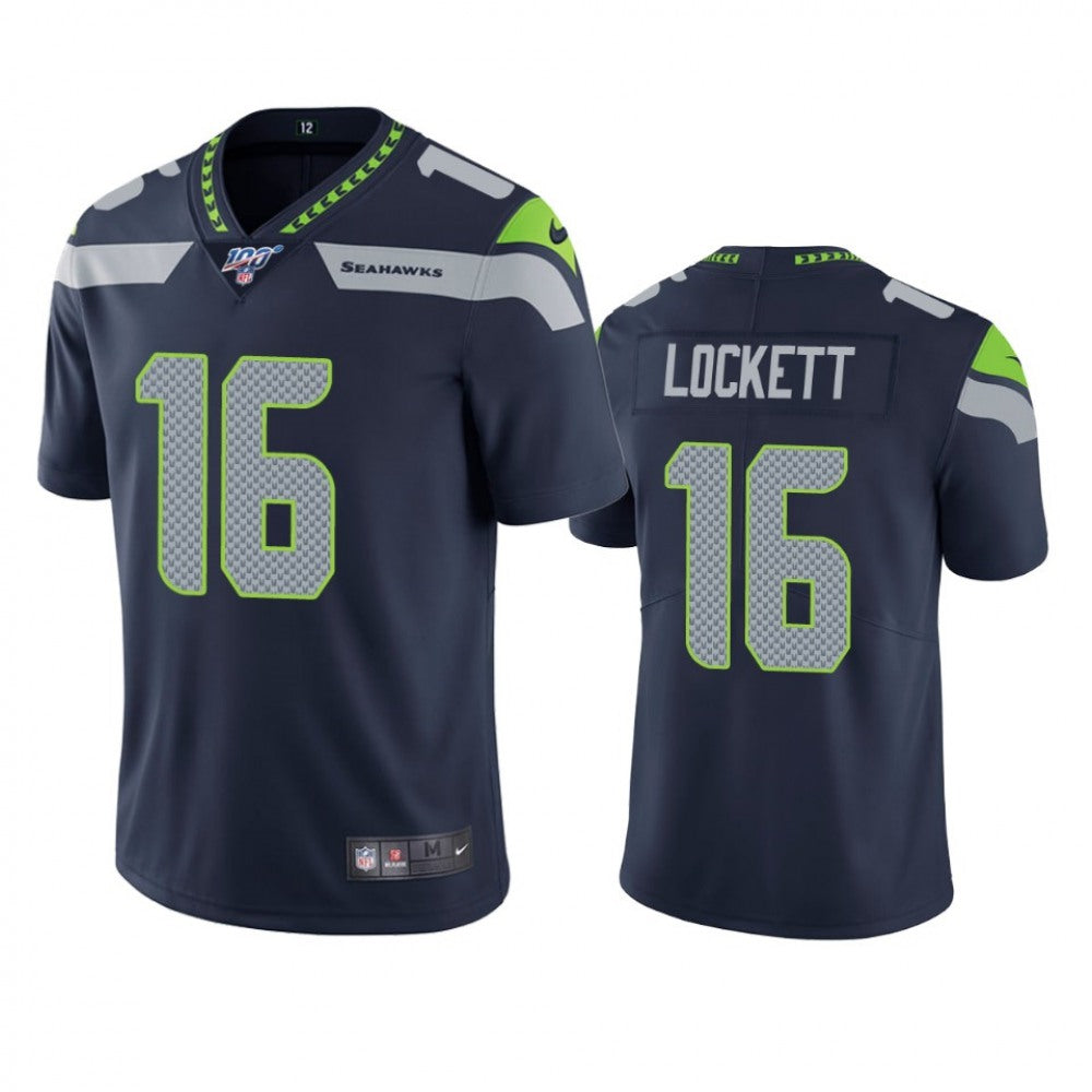 Men's Seattle Seahawks #16 Tyler Lockett Navy 2019 100th Season Vapor Untouchable Limited Stitched NFL Jersey 