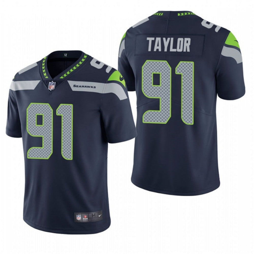 Men's Seattle Seahawks #91 Darrell Taylor Navy Vapor Untouchable Limited Stitched NFL Jersey 