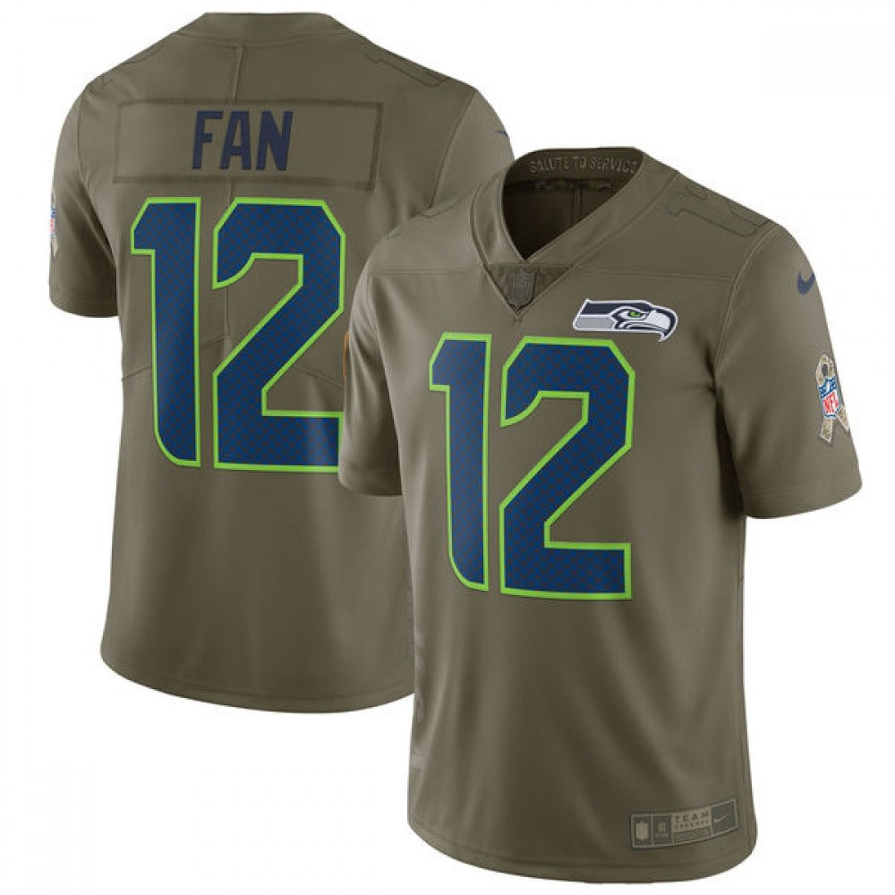 Men's Seattle Seahawks #12 Fan Olive Salute To Service Limited Stitched NFL Jersey 