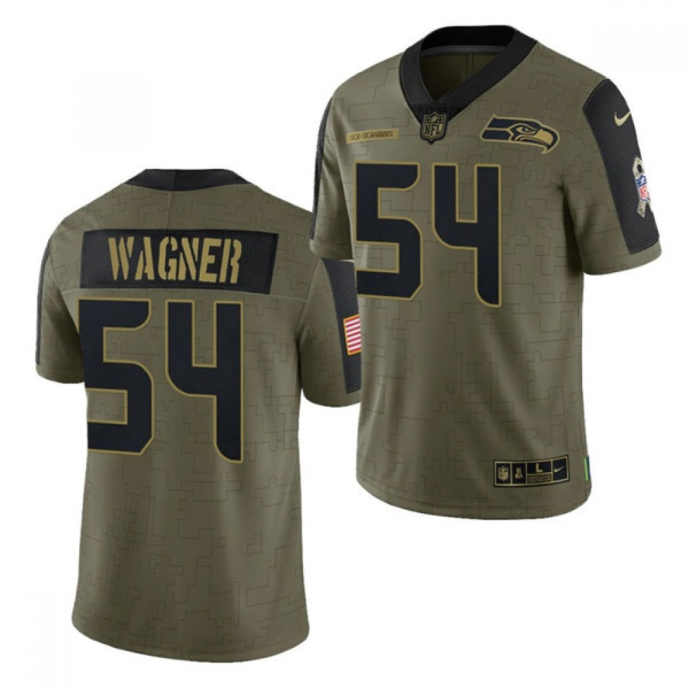 Men's Seattle Seahawks #54 Bobby Wagner 2021 Olive Salute To Service Limited Stitched Jersey 