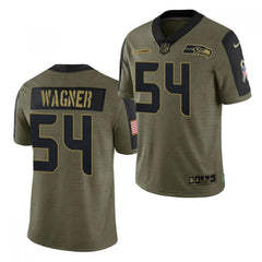 Men's Seattle Seahawks #54 Bobby Wagner 2021 Olive Salute To Service Limited Stitched Jersey 