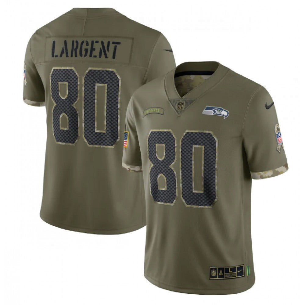 Men's Seattle Seahawks #80 Steve Largent Olive 2022 Salute To Service Limited Stitched Jersey 